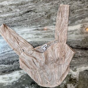 Pretty Garbage Stylish Beige Swirl Crop Top